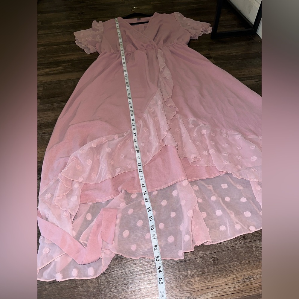 Shein Curve Pink Polka Dot Flowy Maxi Dress Size 2XL - Picture 6 of 14